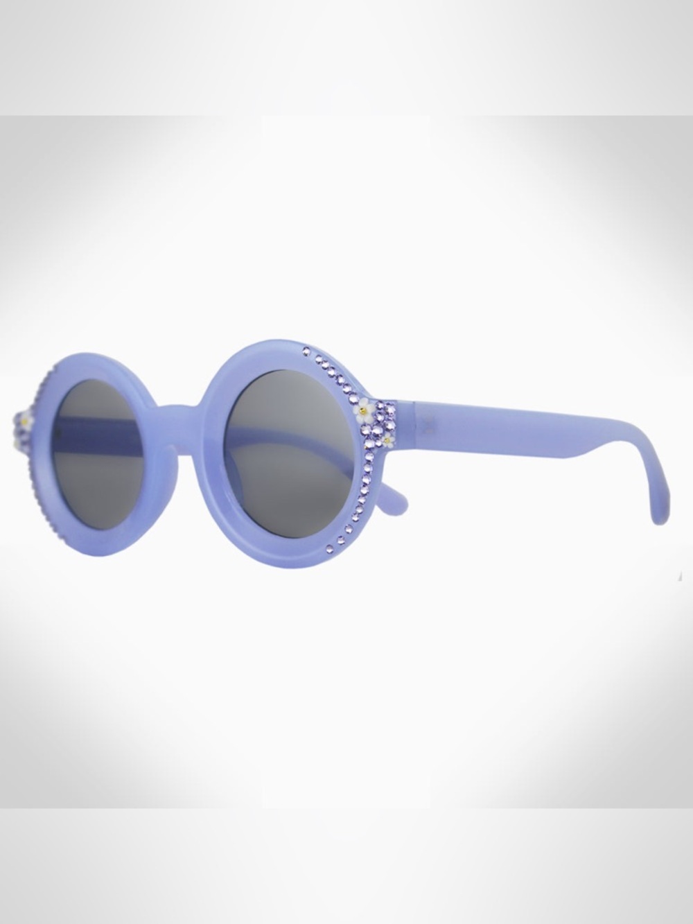 💜 Jimmy Crystal Purple Round Frame Sunglasses w/ Hard Case & Protective Pouch 💜